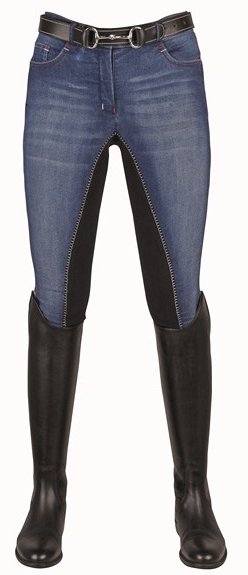 HKM Jeans Damenreithose Summer Denim mit Vollbesatz aus Alos